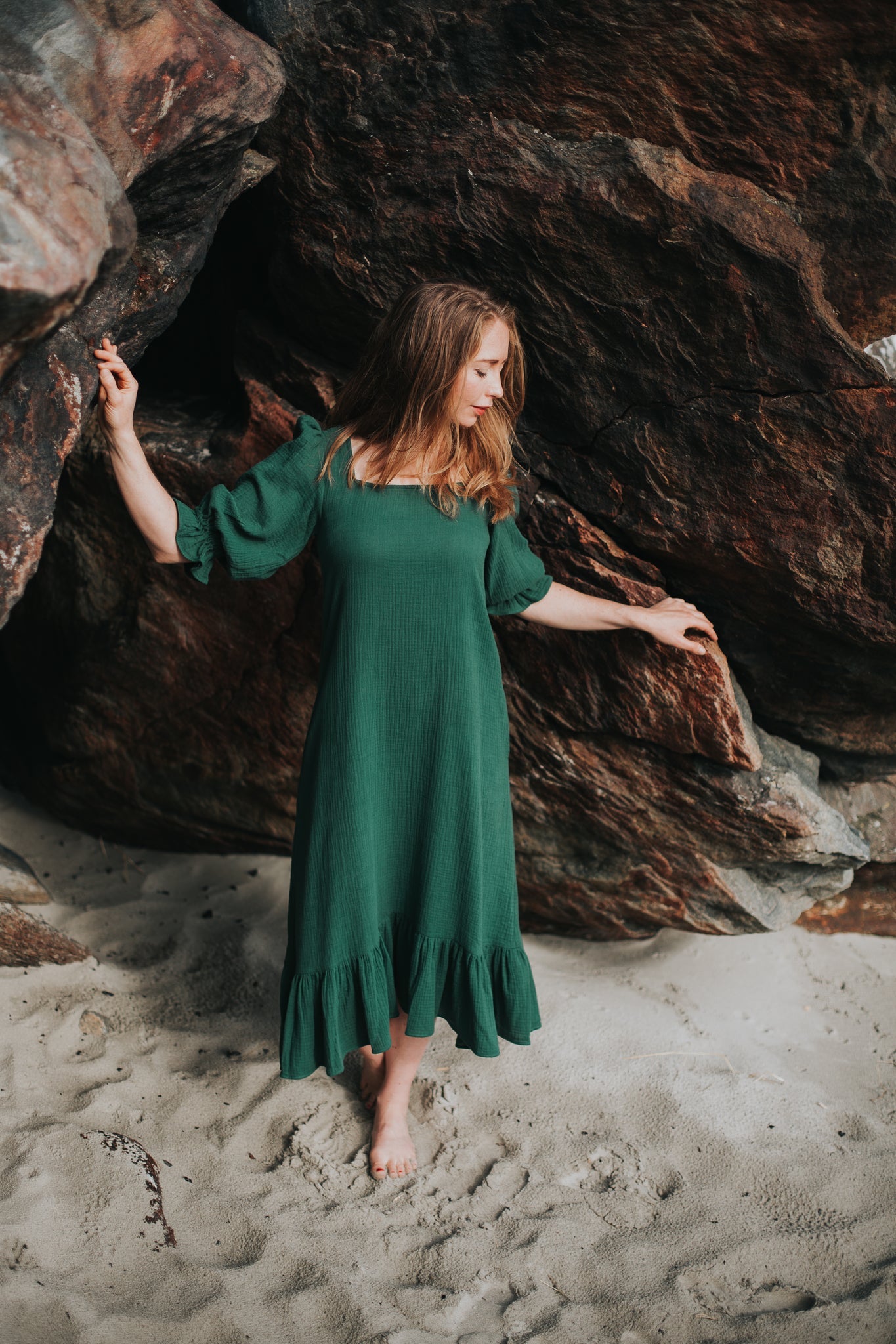 rent the green otilia ruffled dress
