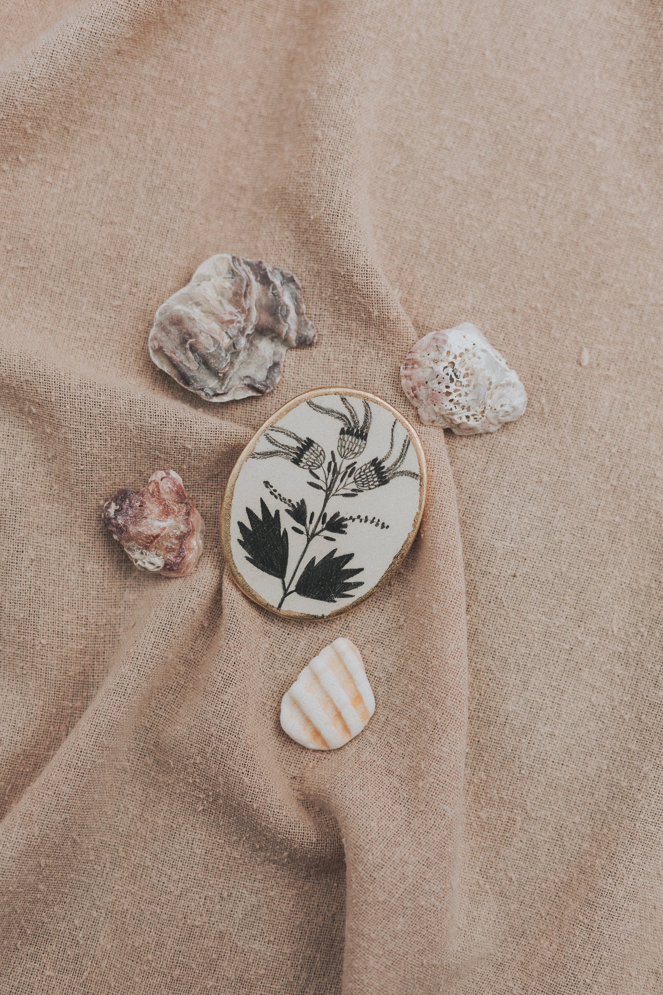 drawn flowers brooch
