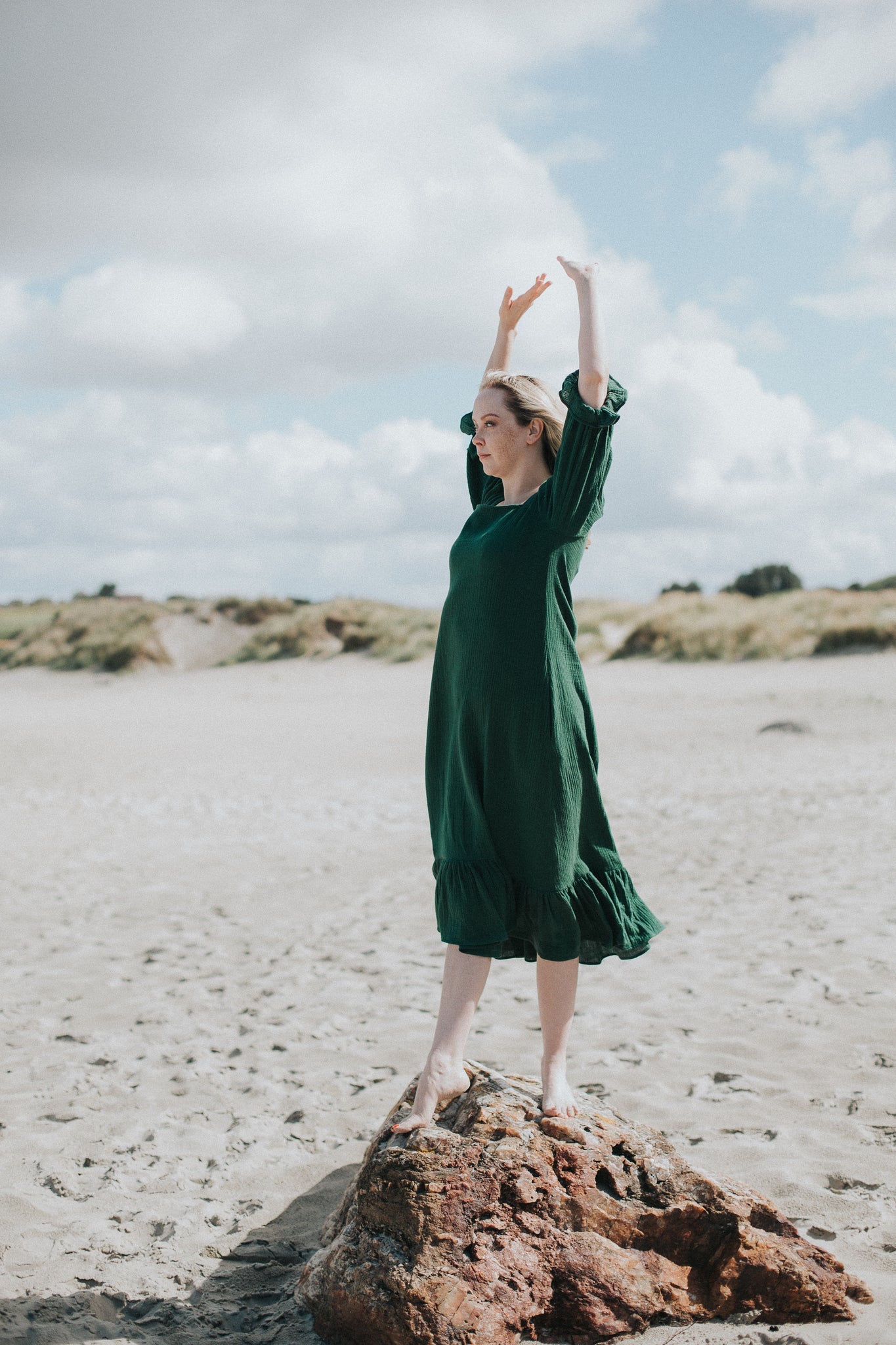 rent the green otilia ruffled dress