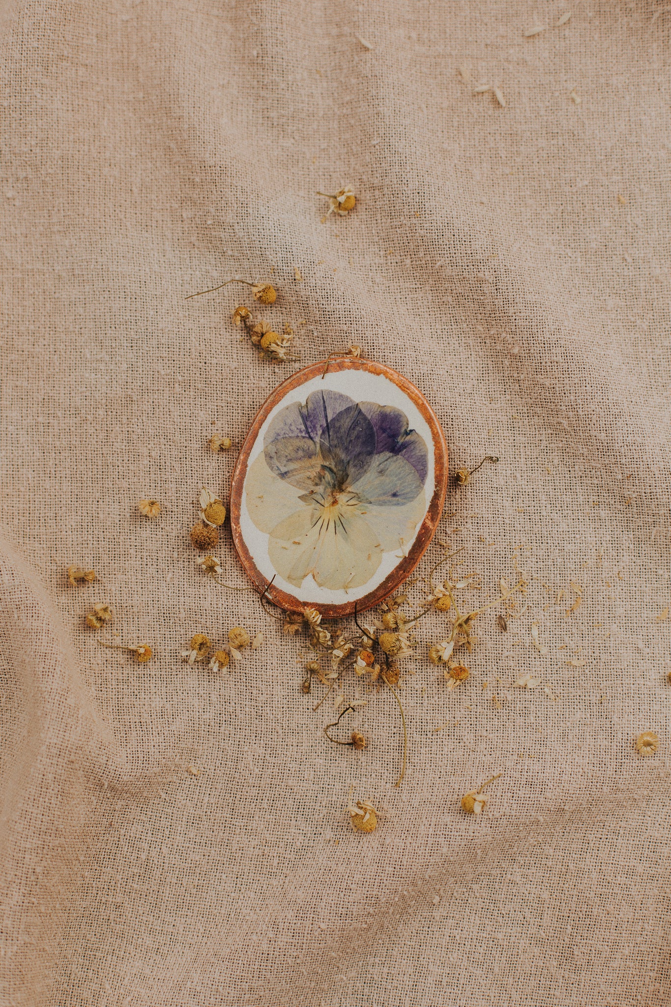 pressed flowers brooch