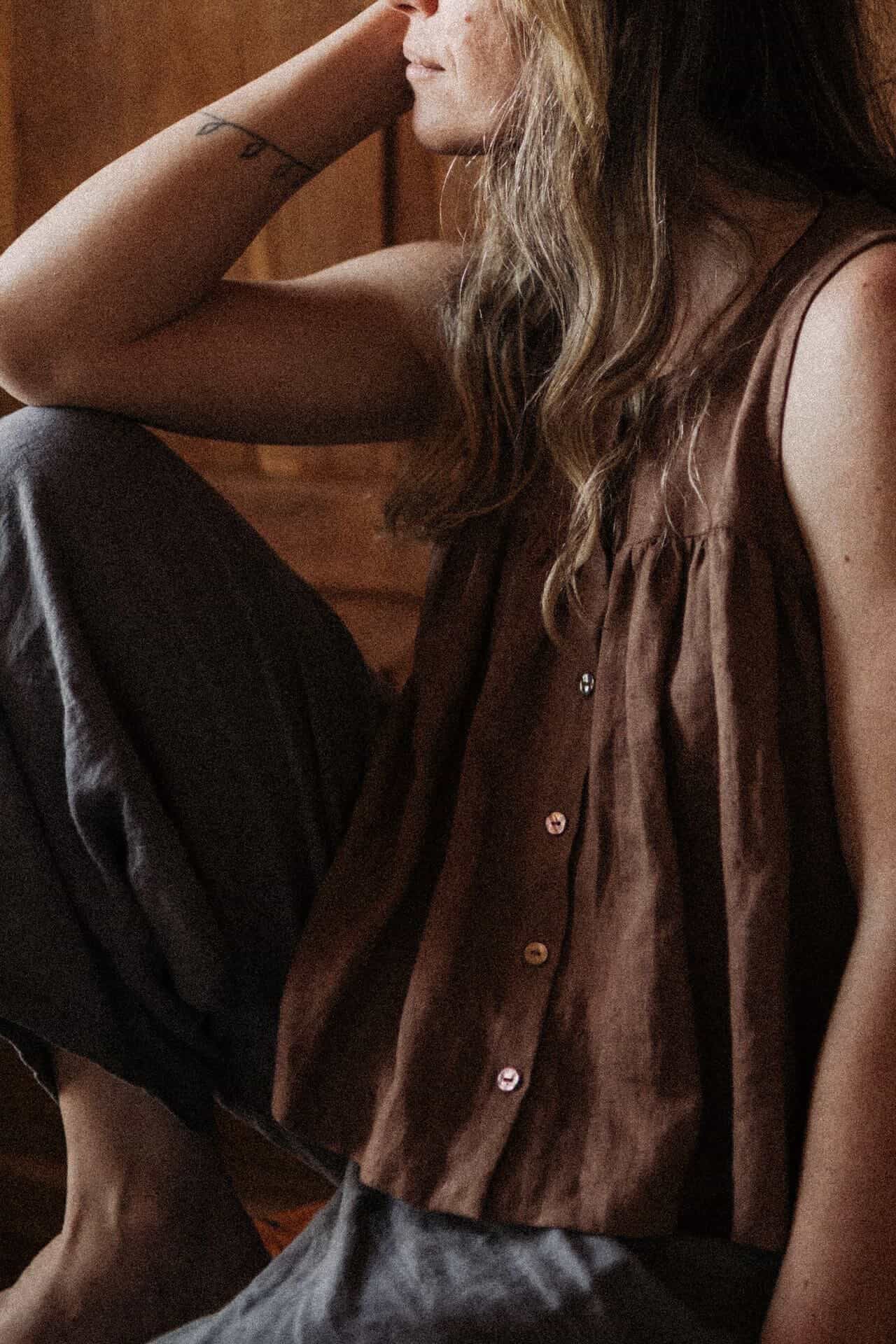 pre-order noor muna button up linen top