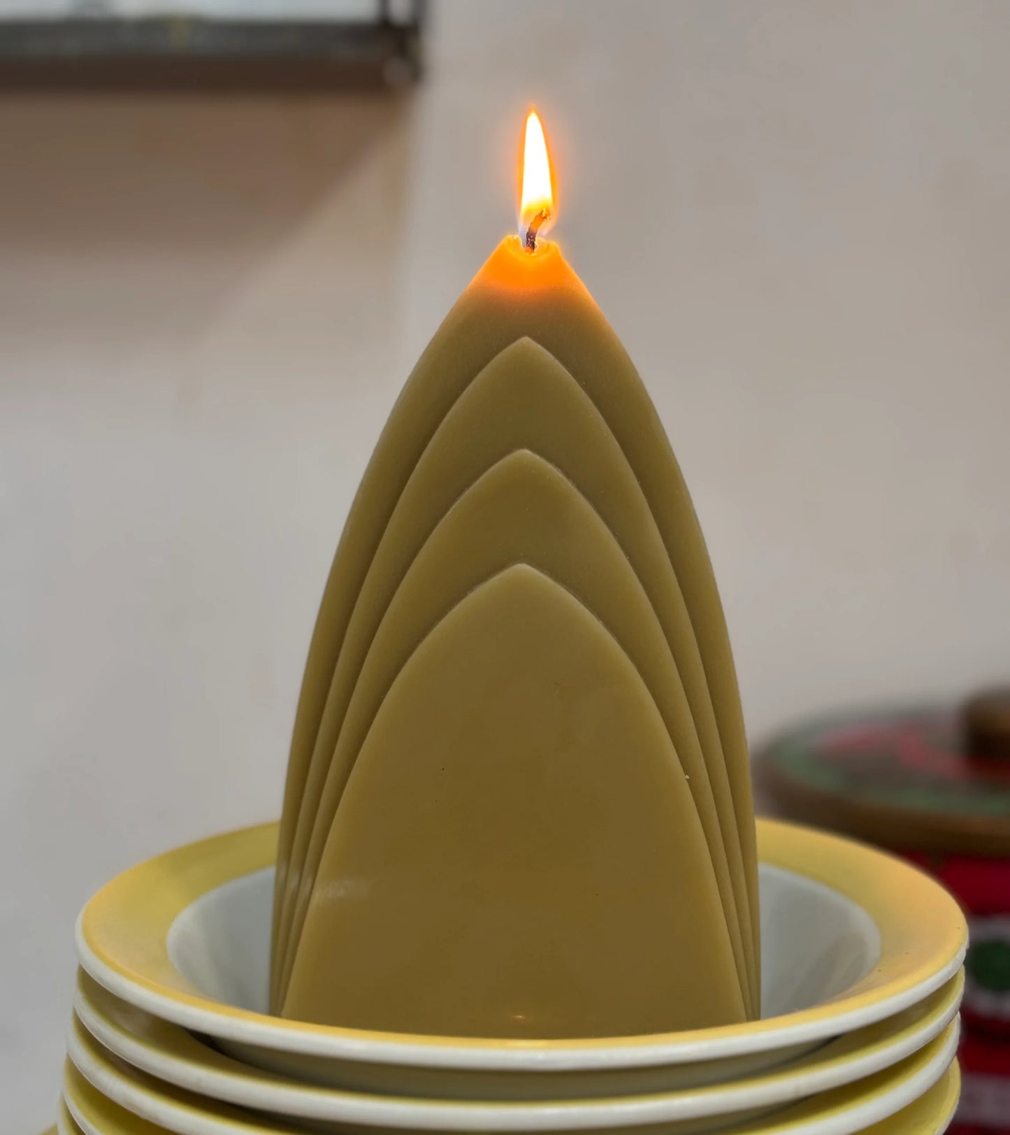 arch candle: olive yellow