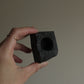 cubic candle holder in black clay by linda bredenbekk