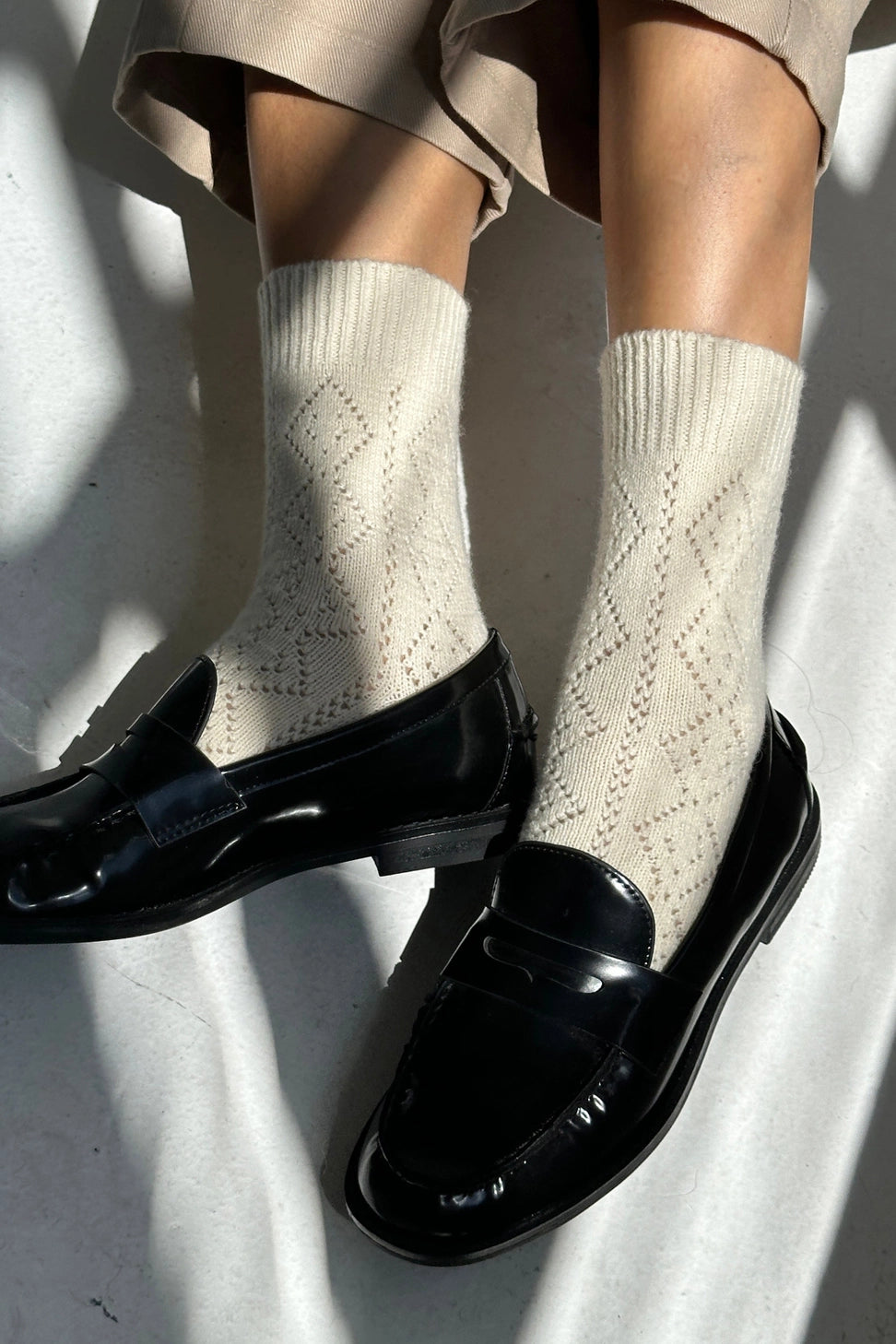 cashmere pointelle socks