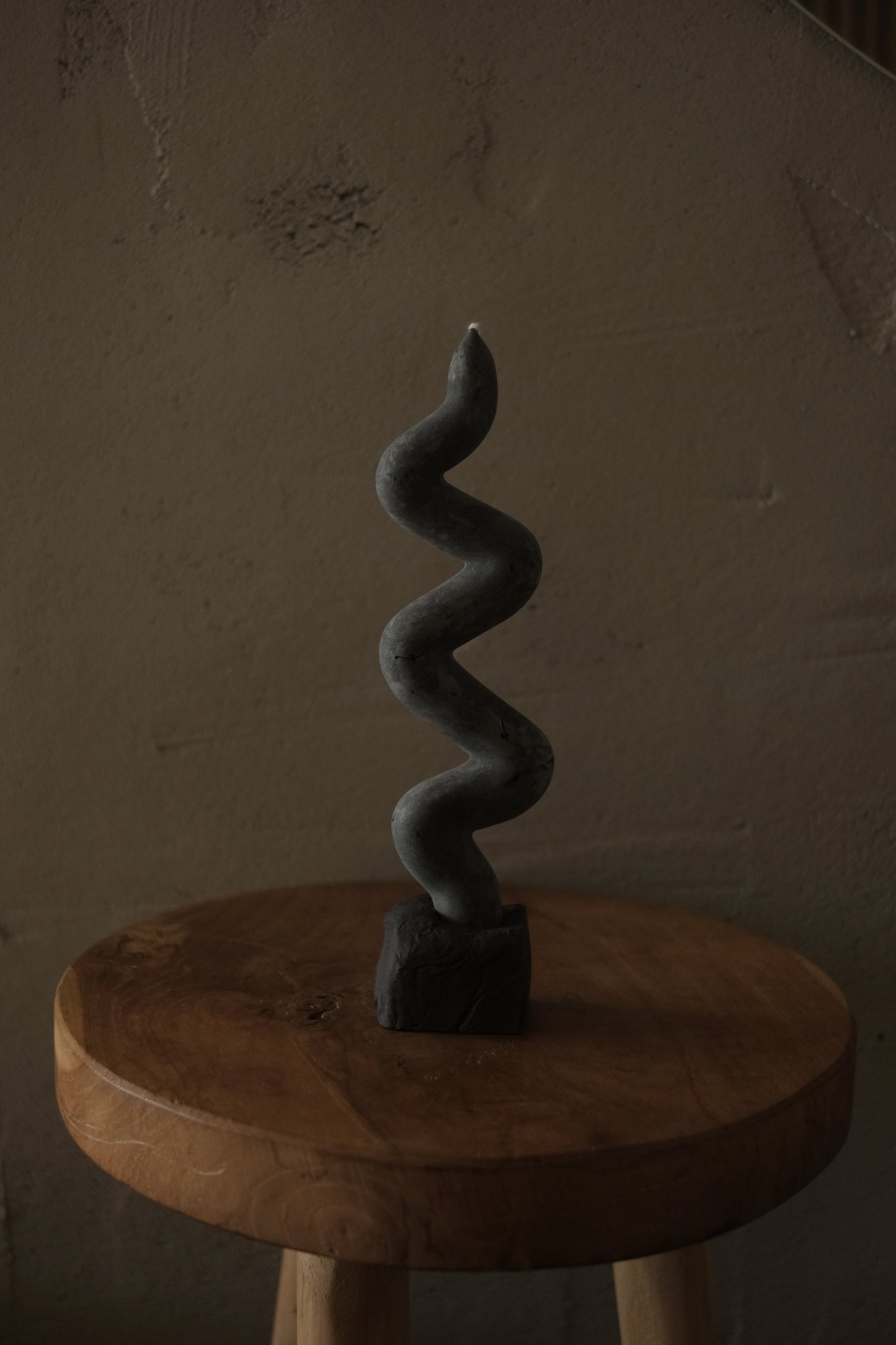 cubic candle holder in black clay by linda bredenbekk