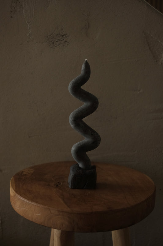 cubic candle holder in black clay by linda bredenbekk