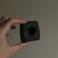 cubic candle holder in black clay by linda bredenbekk