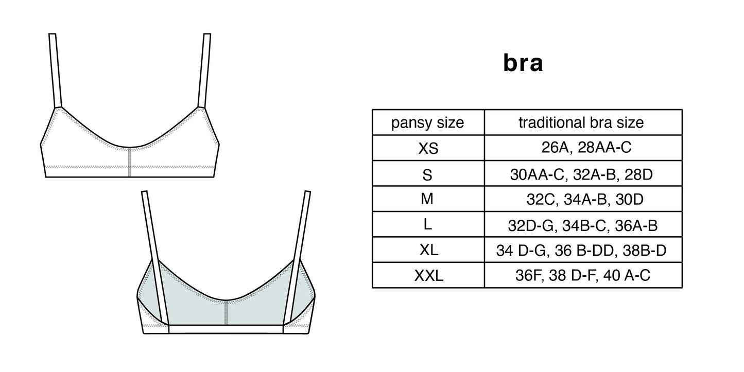 pansy simple bra - various colors