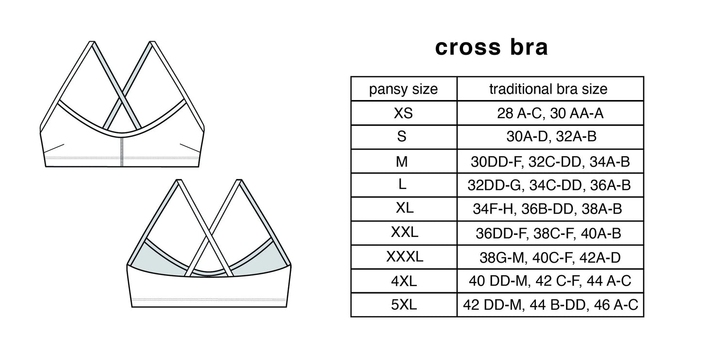 pansy cross bra - various colors