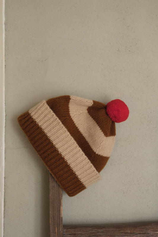 striped hat with pompom in lambswool