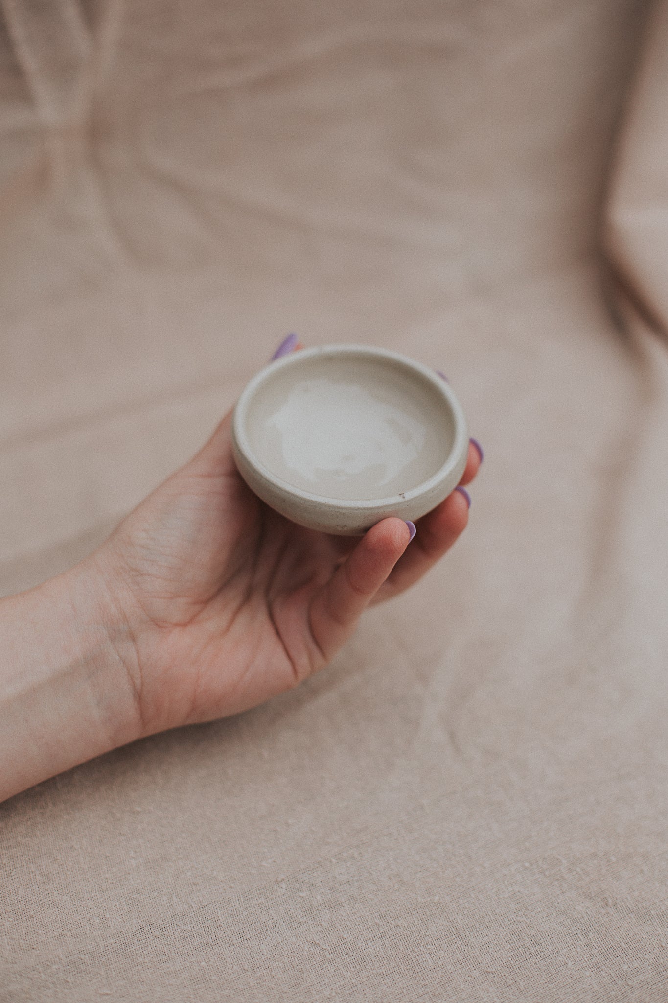 8 cm linen white trinket dish by linda bredenbekk
