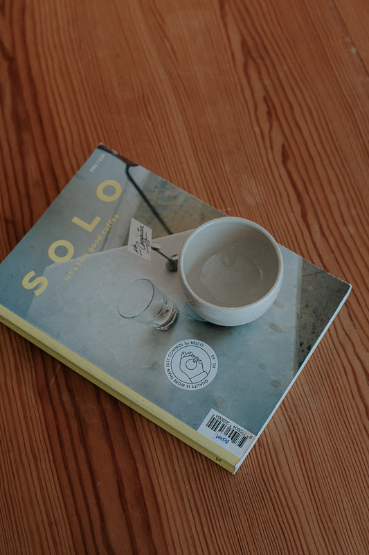 7.5 cm small bowl cup in linen white clay by linda bredenbekk