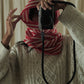 lambswool lace funnel neck warmer poppy & oatmeal