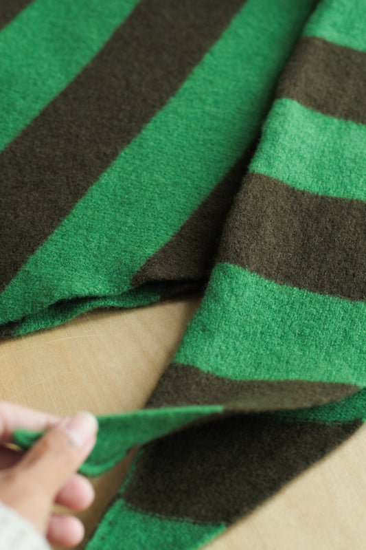 lambswool large stripe triangle pagoda green & military brown