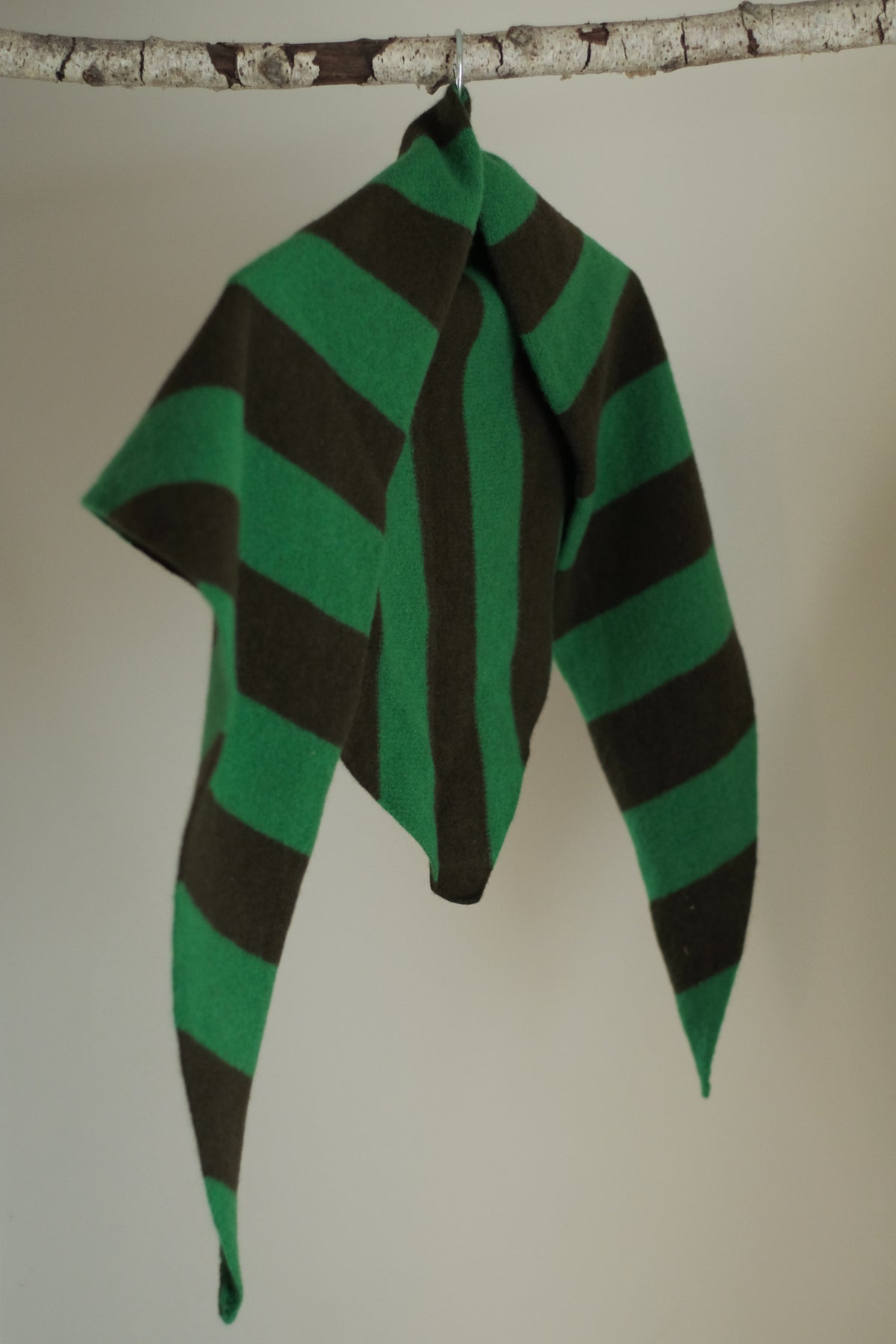 lambswool large stripe triangle pagoda green & military brown
