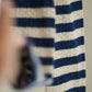 lambswool pointelle stripe scarf nightsky & oatmeal
