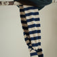 lambswool pointelle stripe scarf nightsky & oatmeal
