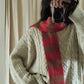 brushed lambswool striped scarf poppy & iron oxide
