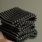 lambswool thin stripe garter stitch scarf black & oatmeal