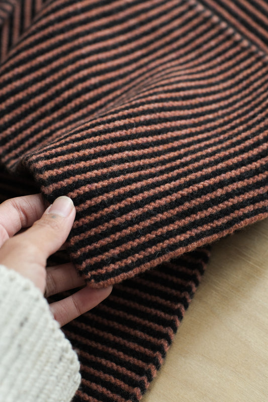 lambswool garter stitch scarf black & iron oxide - two sizes