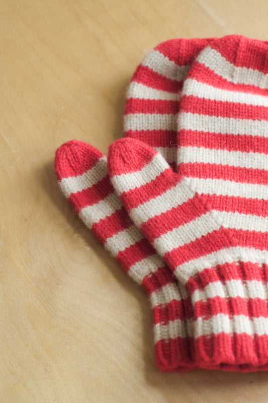felted lambswool striped mittens