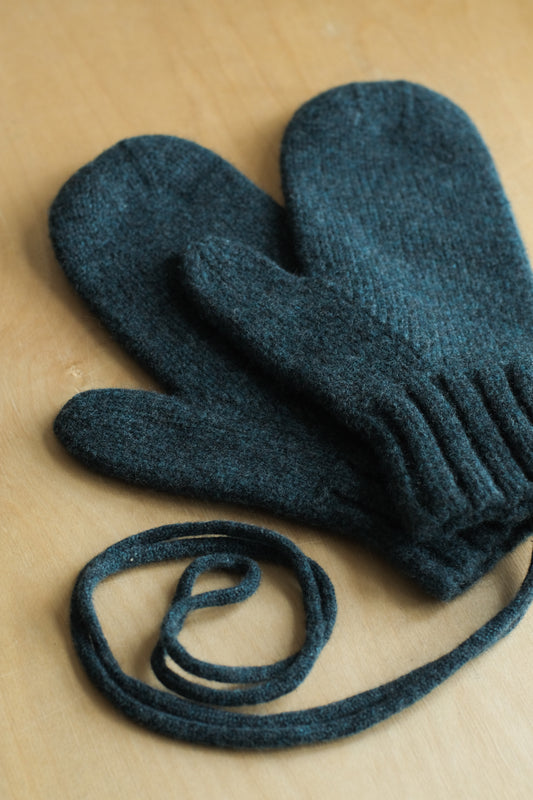 felted lambswool mittens on string