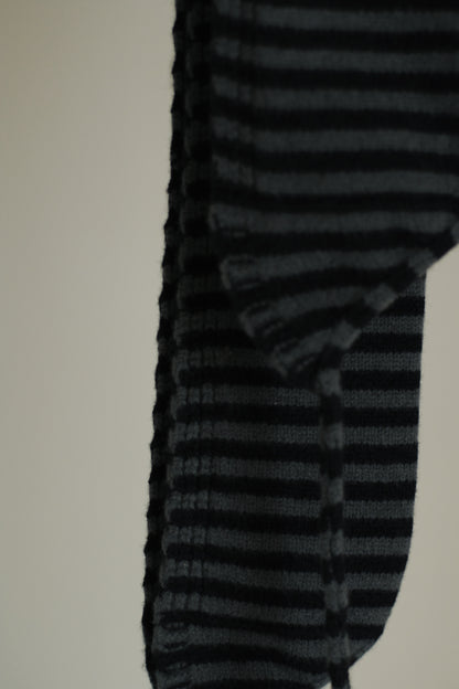 lambswool striped scarf with ties - two colorways