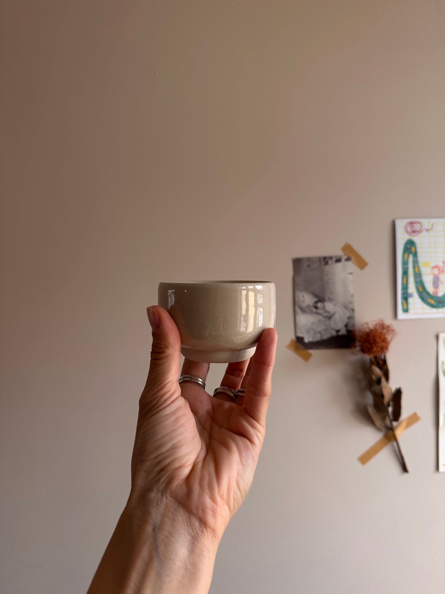 85 ml pedestal cup in linen white clay by linda bredenbekk
