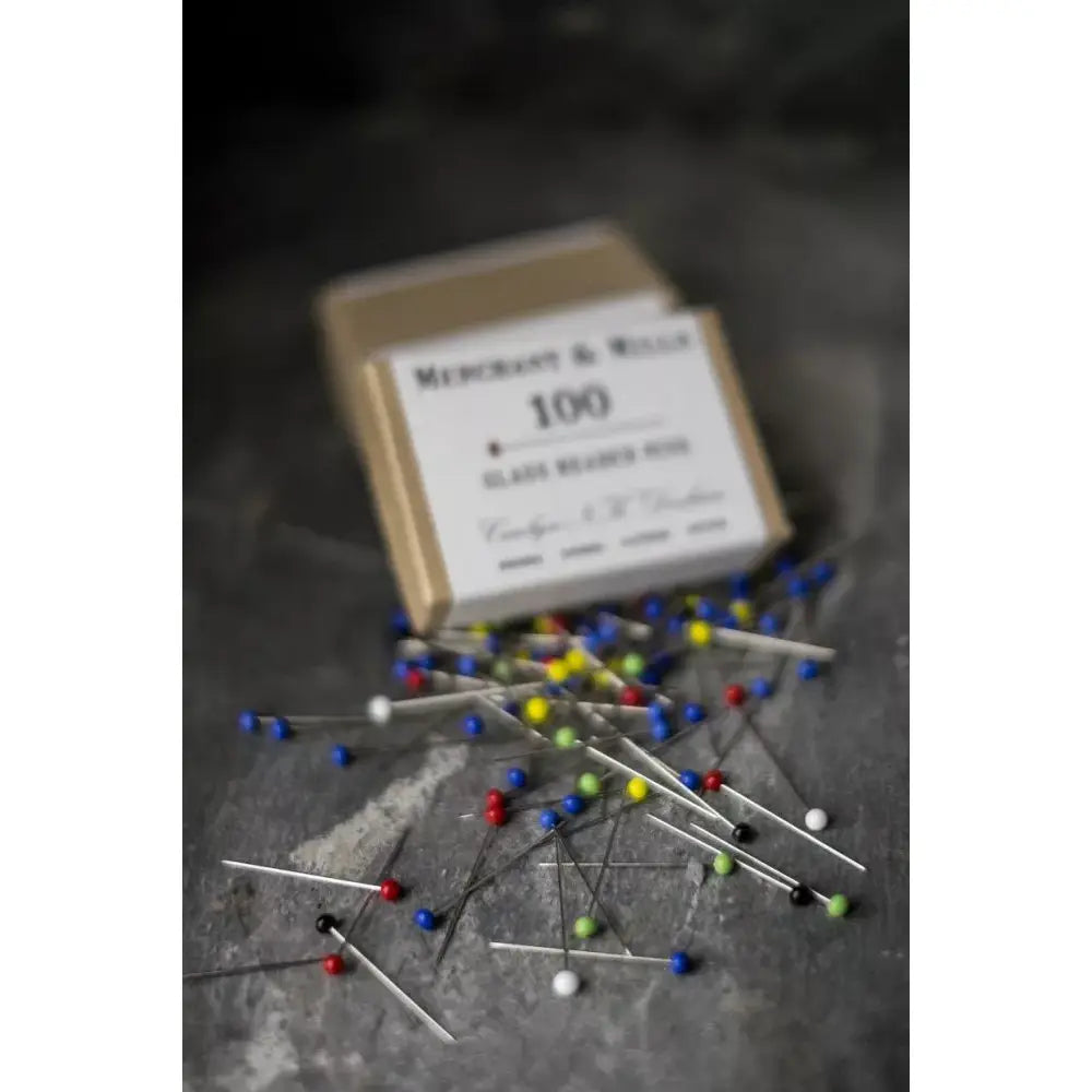 glass headed pins - set of 100 assorted colors