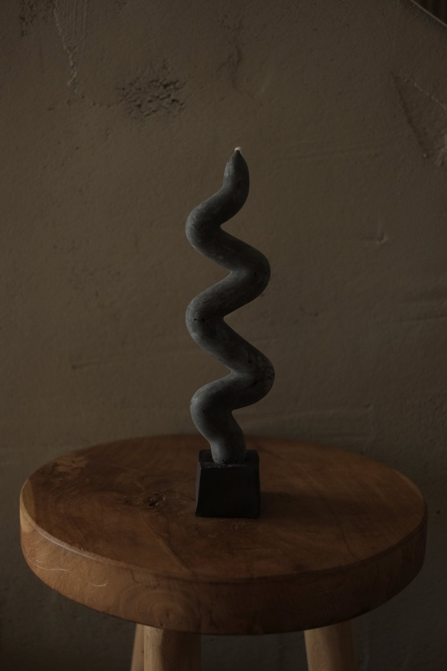 cubic candle holder in black clay by linda bredenbekk