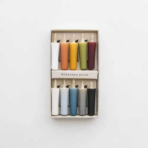 warosoku - colorful rice wax candles - set of 8
