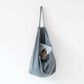 big linen bag - blue fog