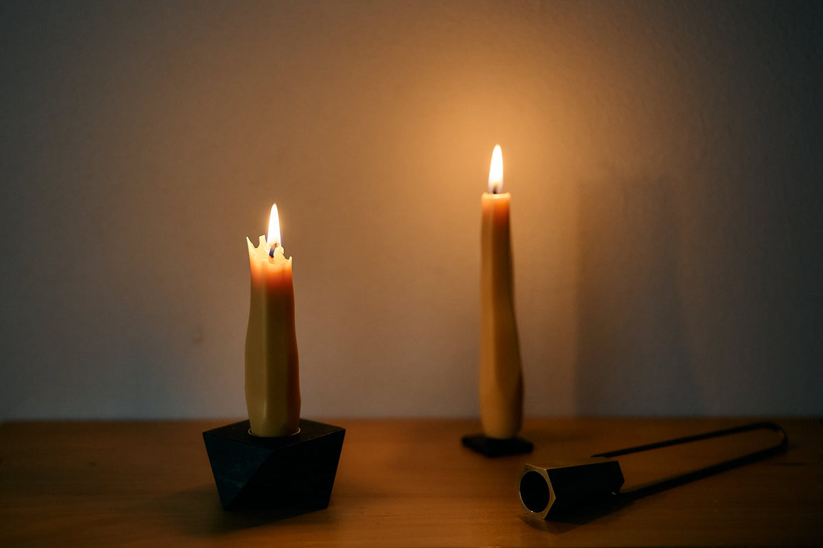 sculptural japanese rice bran wax candles - set of 3