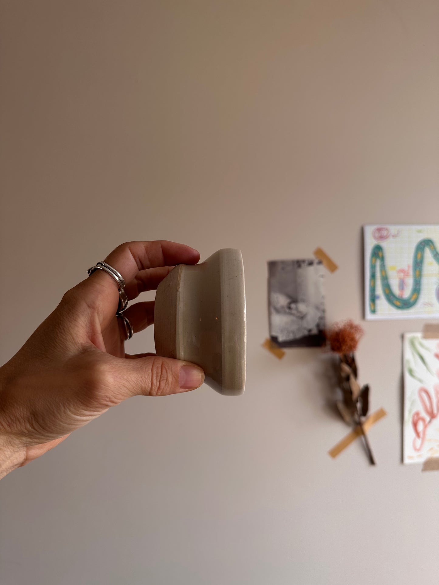 100 ml waves cup in linen white clay by linda bredenbekk