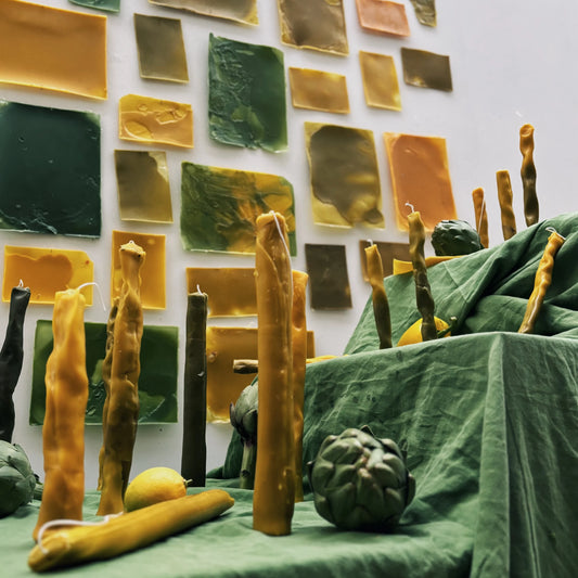 hand-shaped forest candle