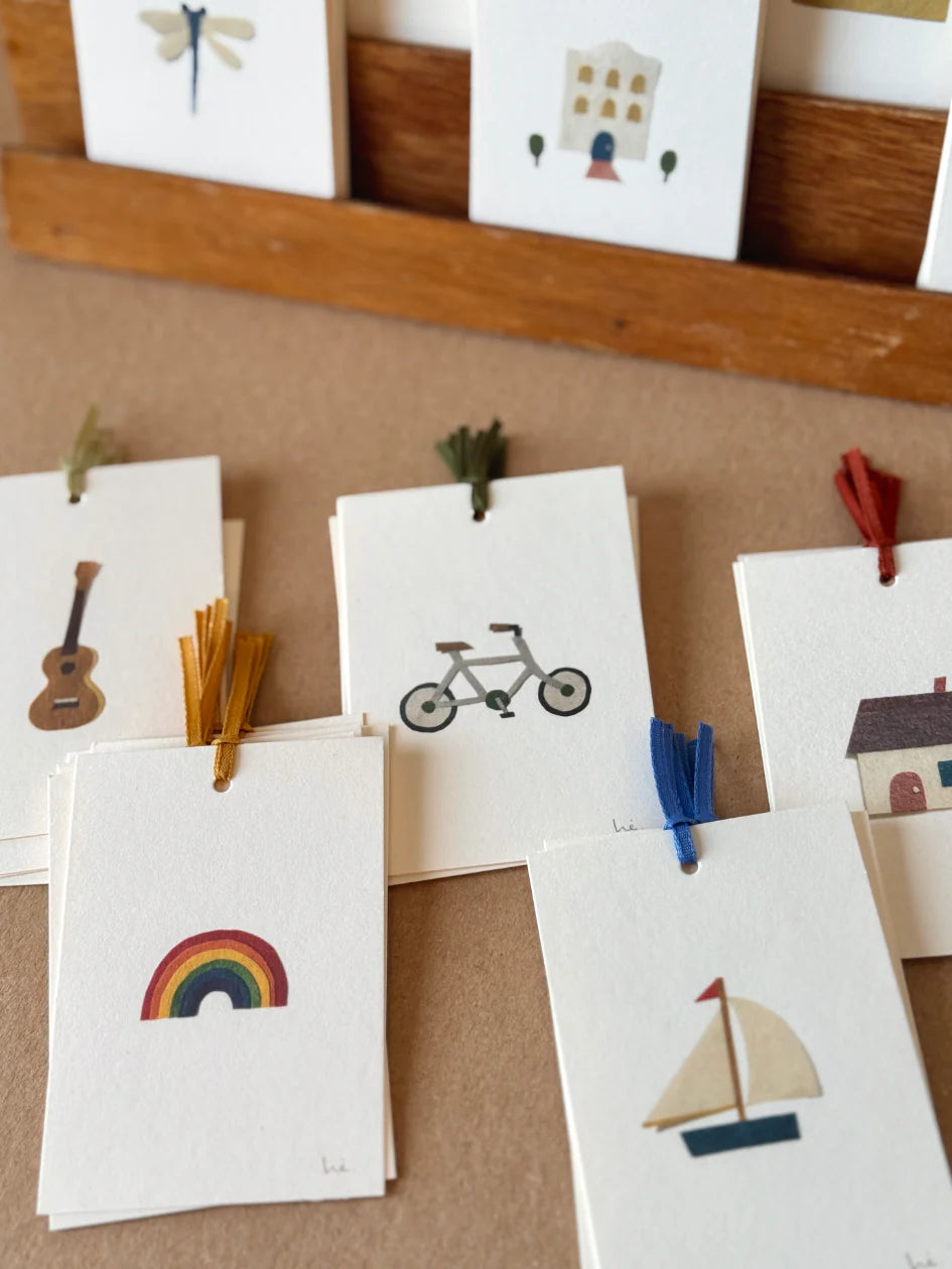 abc mini card with ribbon