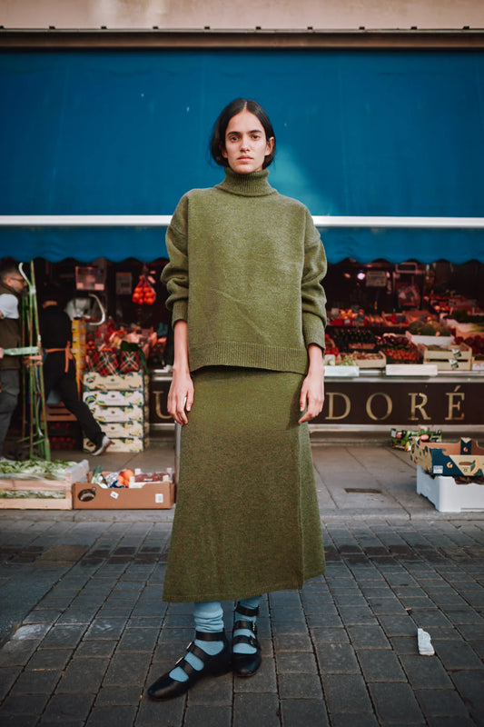 pre-order: augustine long skirt in merino wool