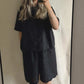 pre-order noor scalloped hem linen bermuda shorts
