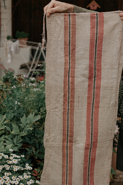 vintage romanian hemp grain sacks