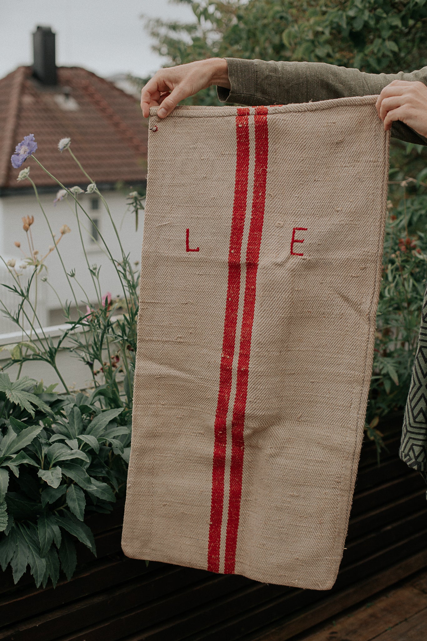 vintage romanian hemp grain sacks
