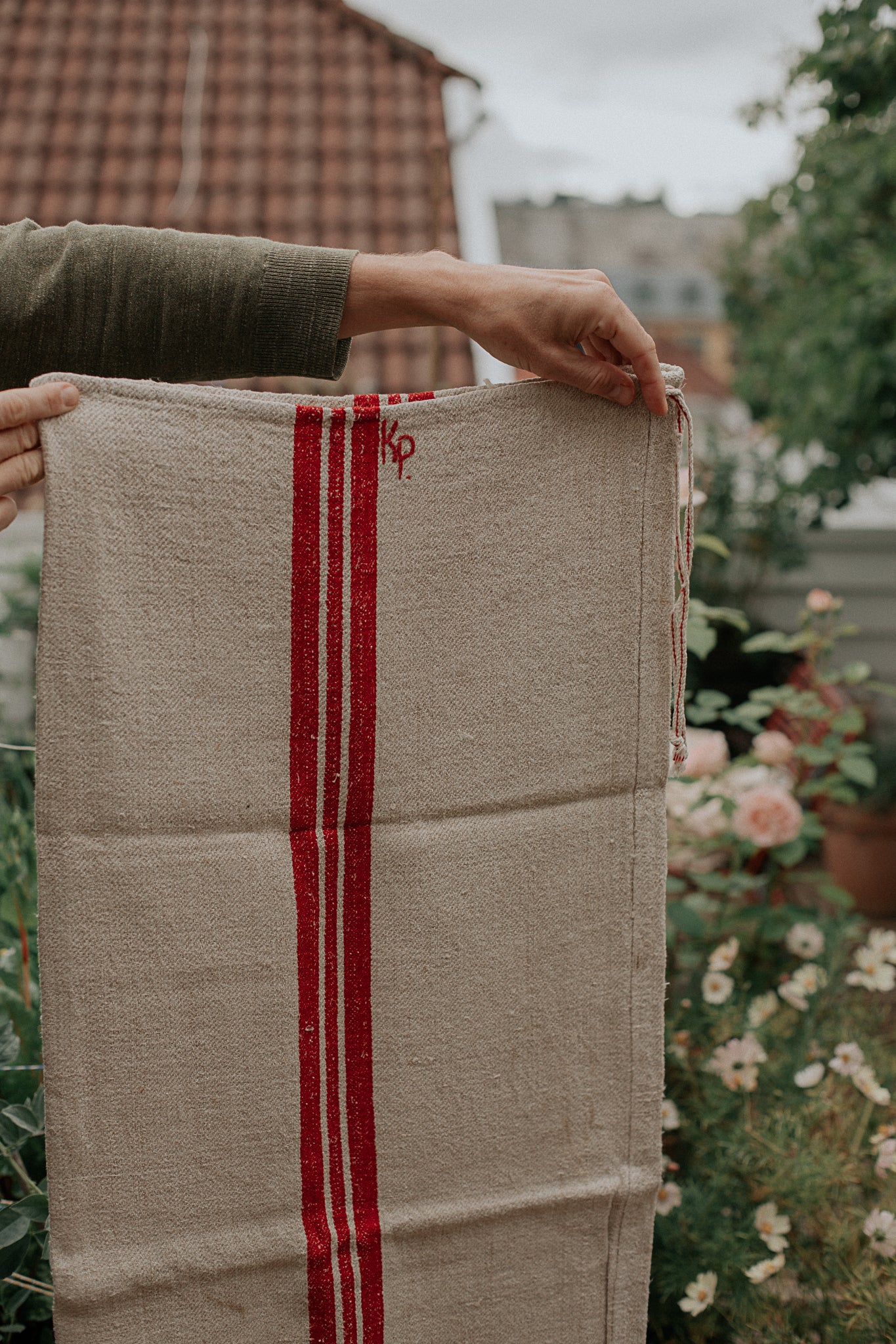 vintage romanian hemp grain sacks