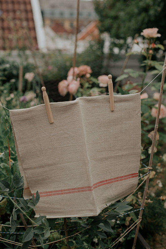 vintage romanian hemp towel - loom woven