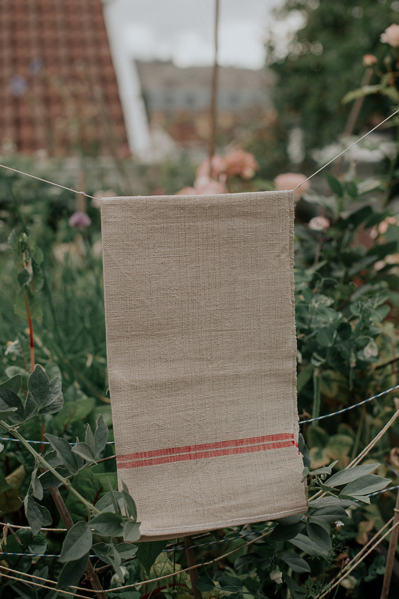 vintage romanian hemp towel - loom woven