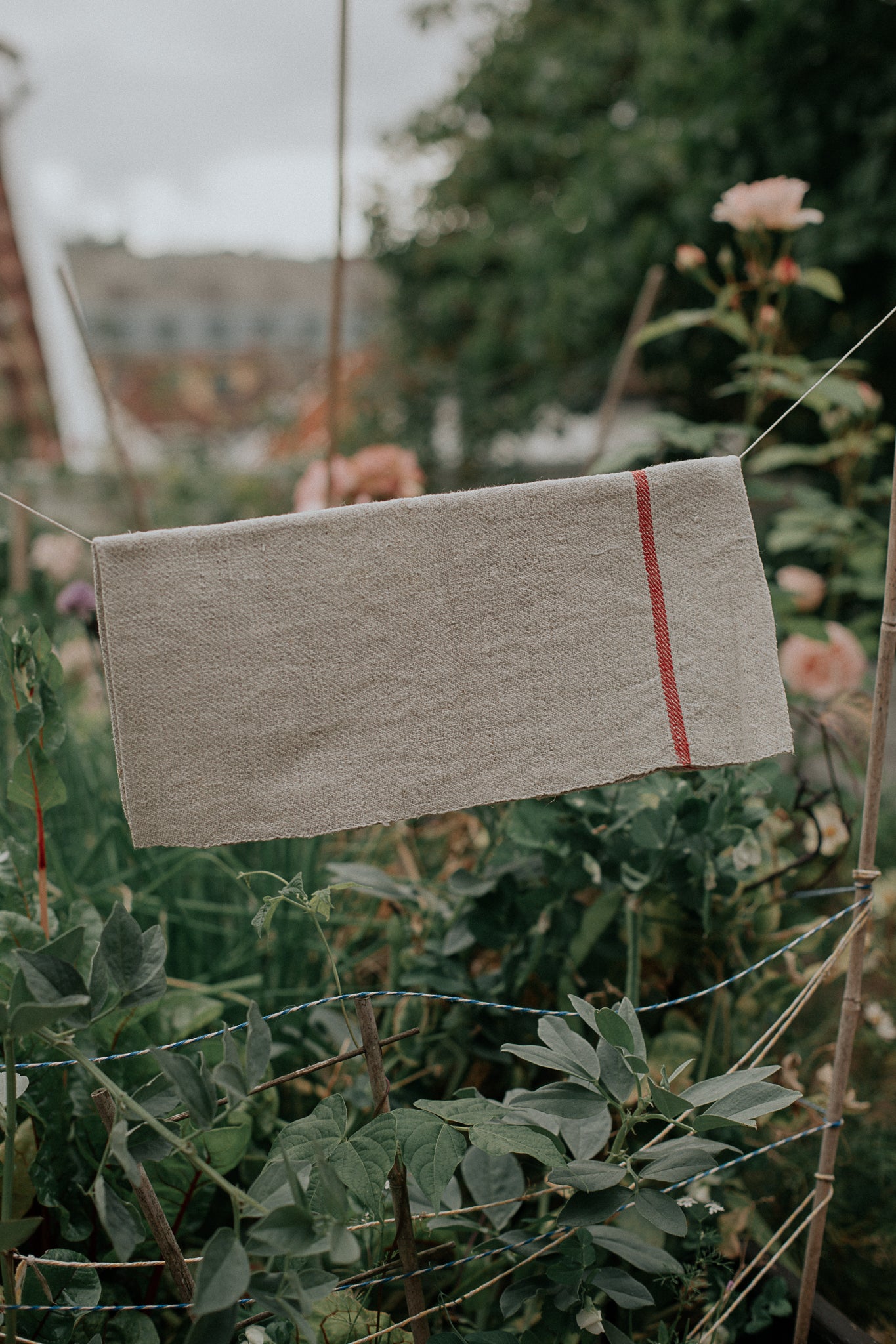 vintage romanian hemp towel - loom woven
