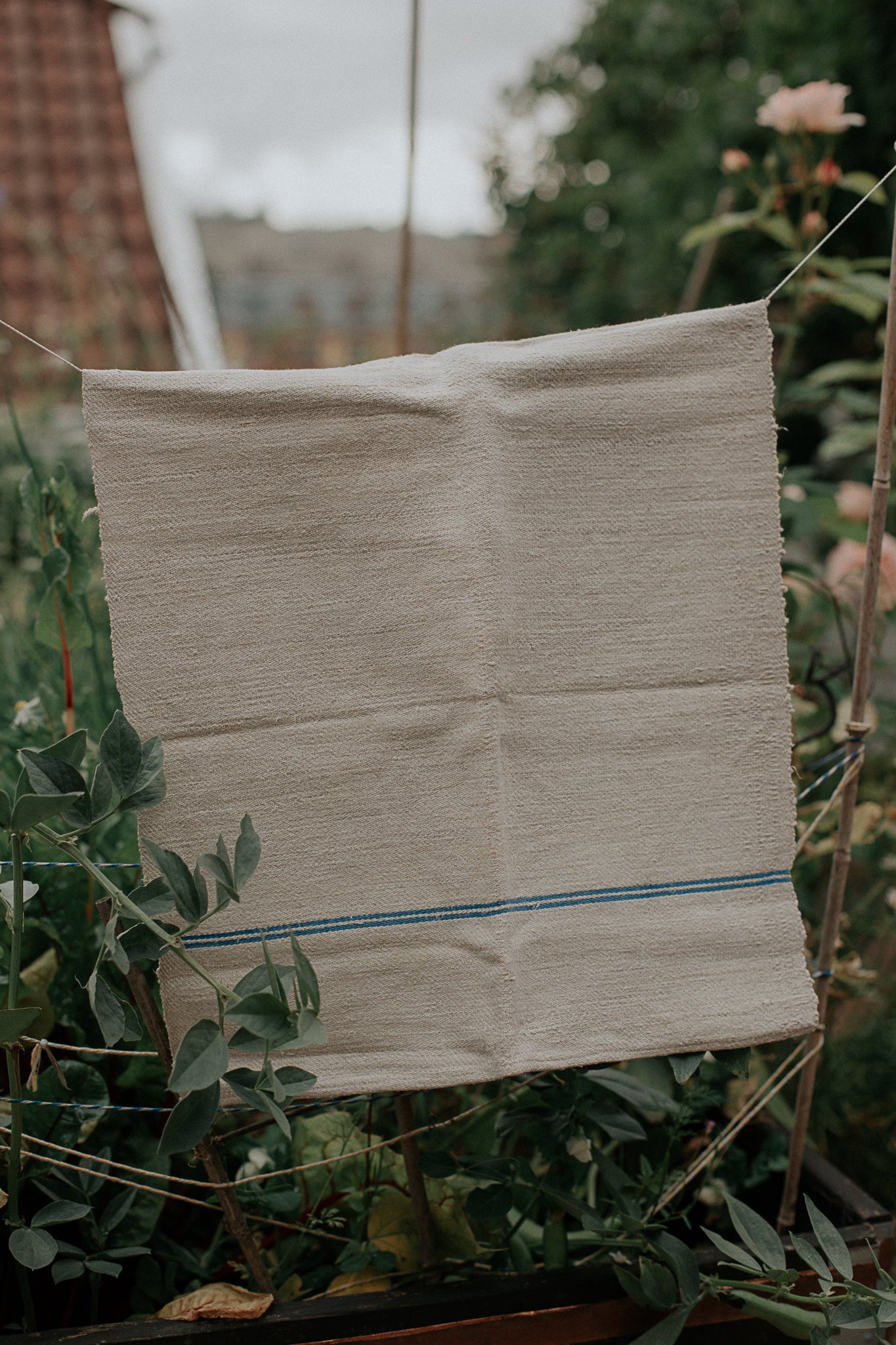vintage romanian hemp towel - loom woven