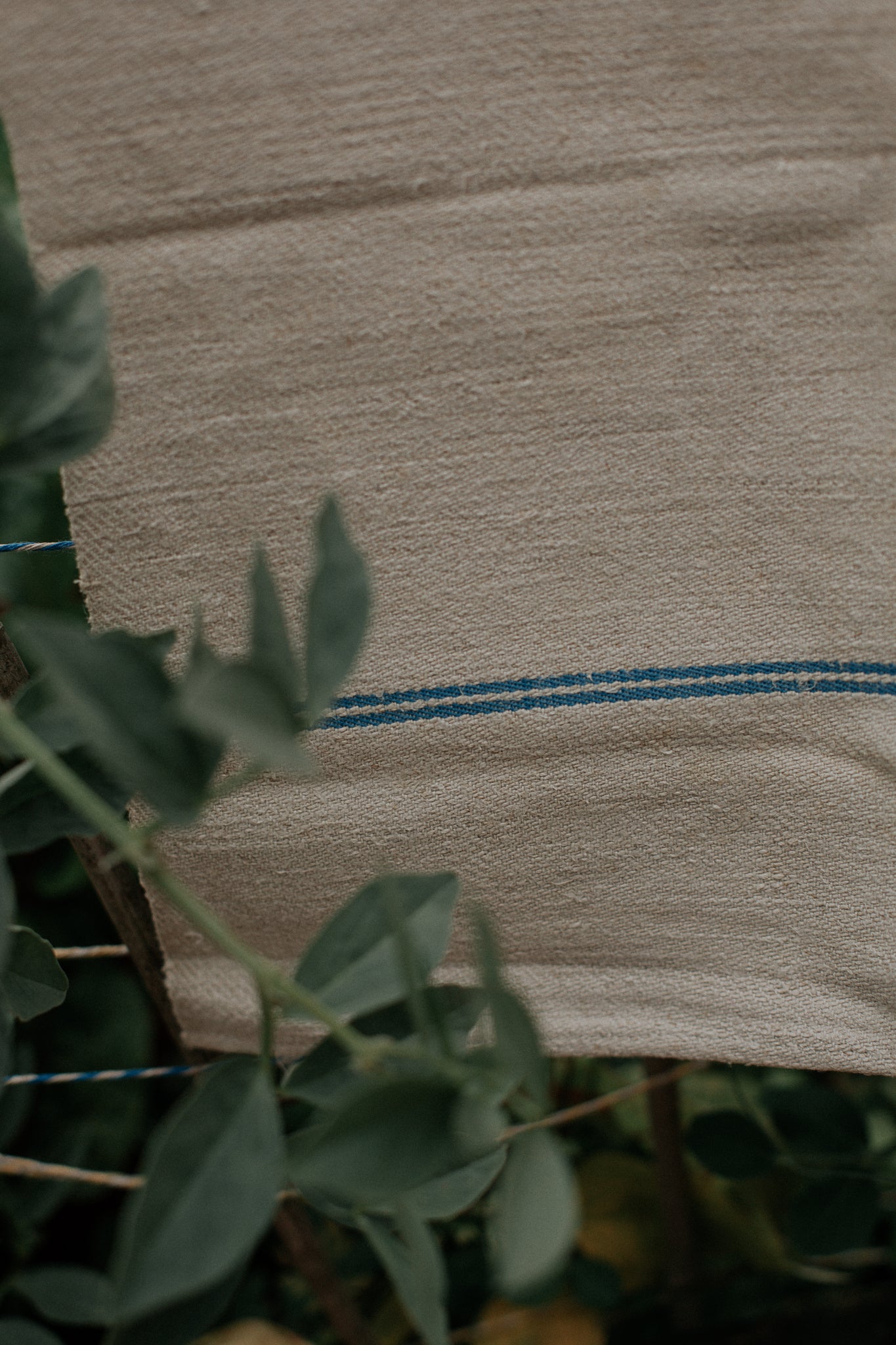 vintage romanian hemp towel - loom woven