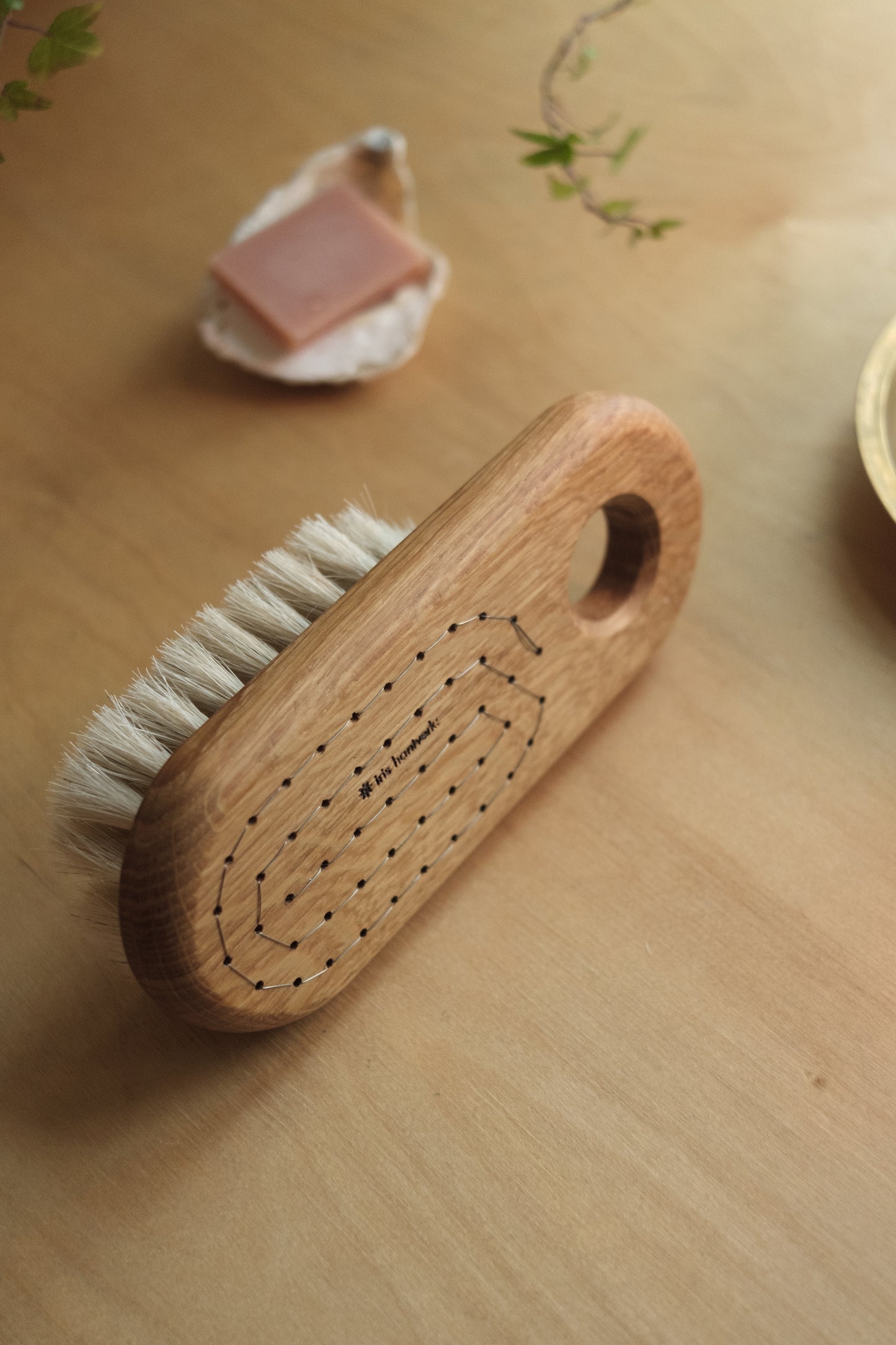 bath brush in oak wood