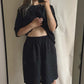 pre-order noor scalloped hem linen bermuda shorts