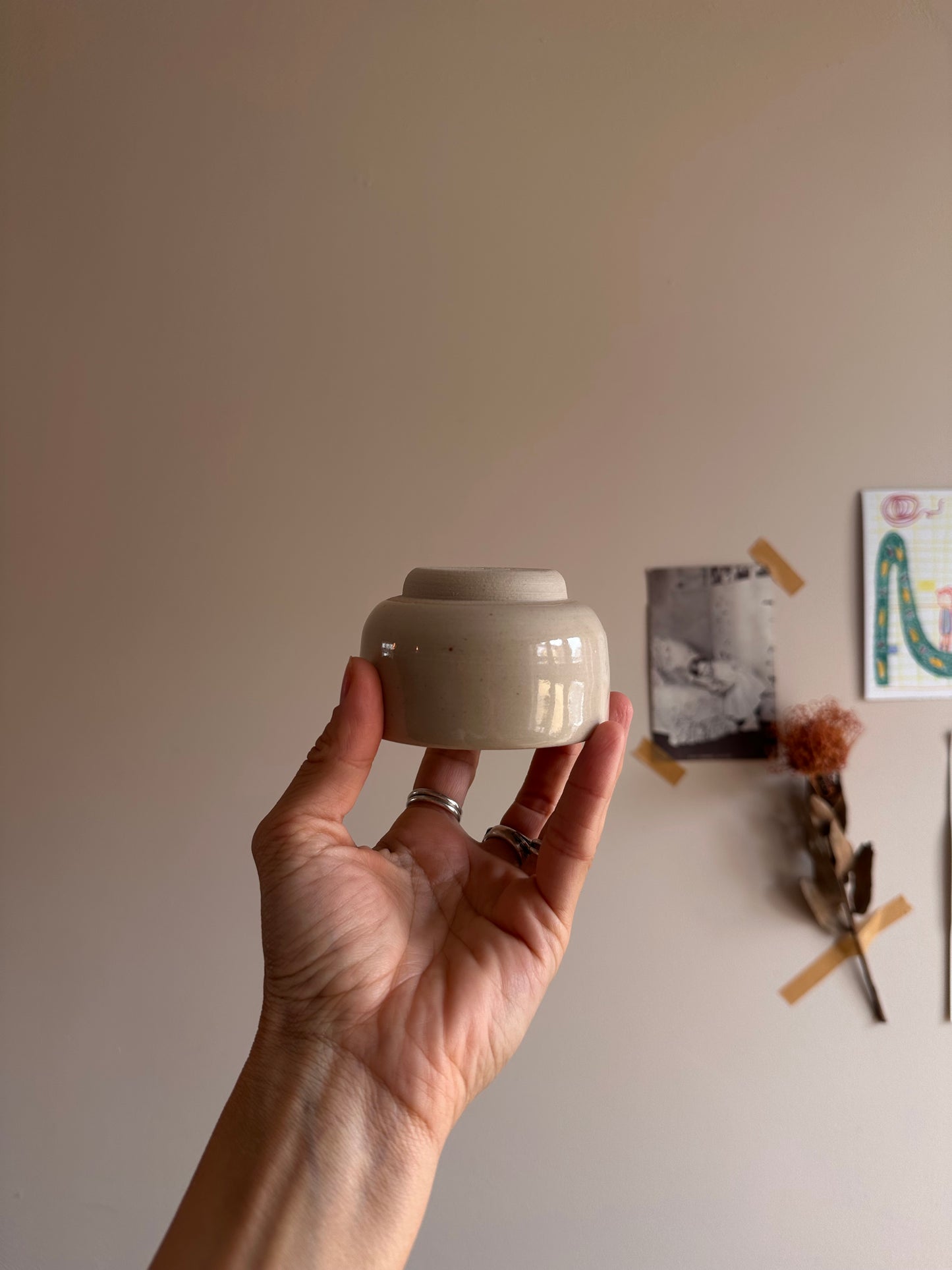 85 ml pedestal cup in linen white clay by linda bredenbekk