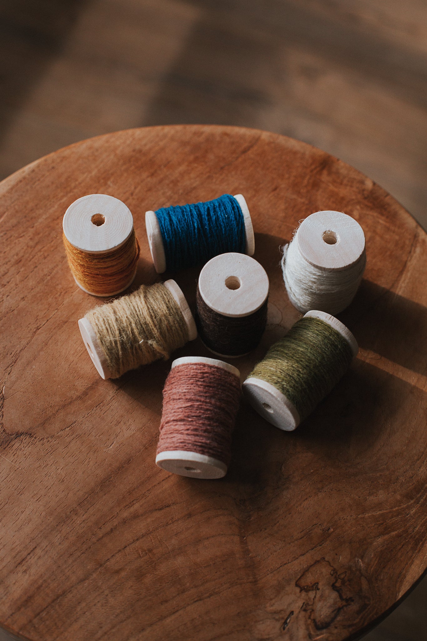 set of 7 embroidery threads - botanically hand-dyed pure merino wool